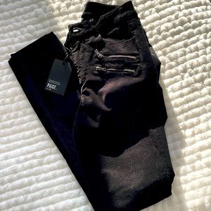 BNWT Paige hi rise black velvet moto jeans